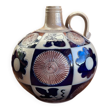 Grand vase / cruche boule en grès à glaçure au sel Merkelbach (Parfait état