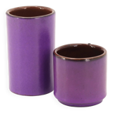 Two purple ceramic roller vases, 1970s