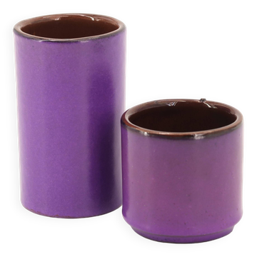 Two purple ceramic roller vases, 1970s