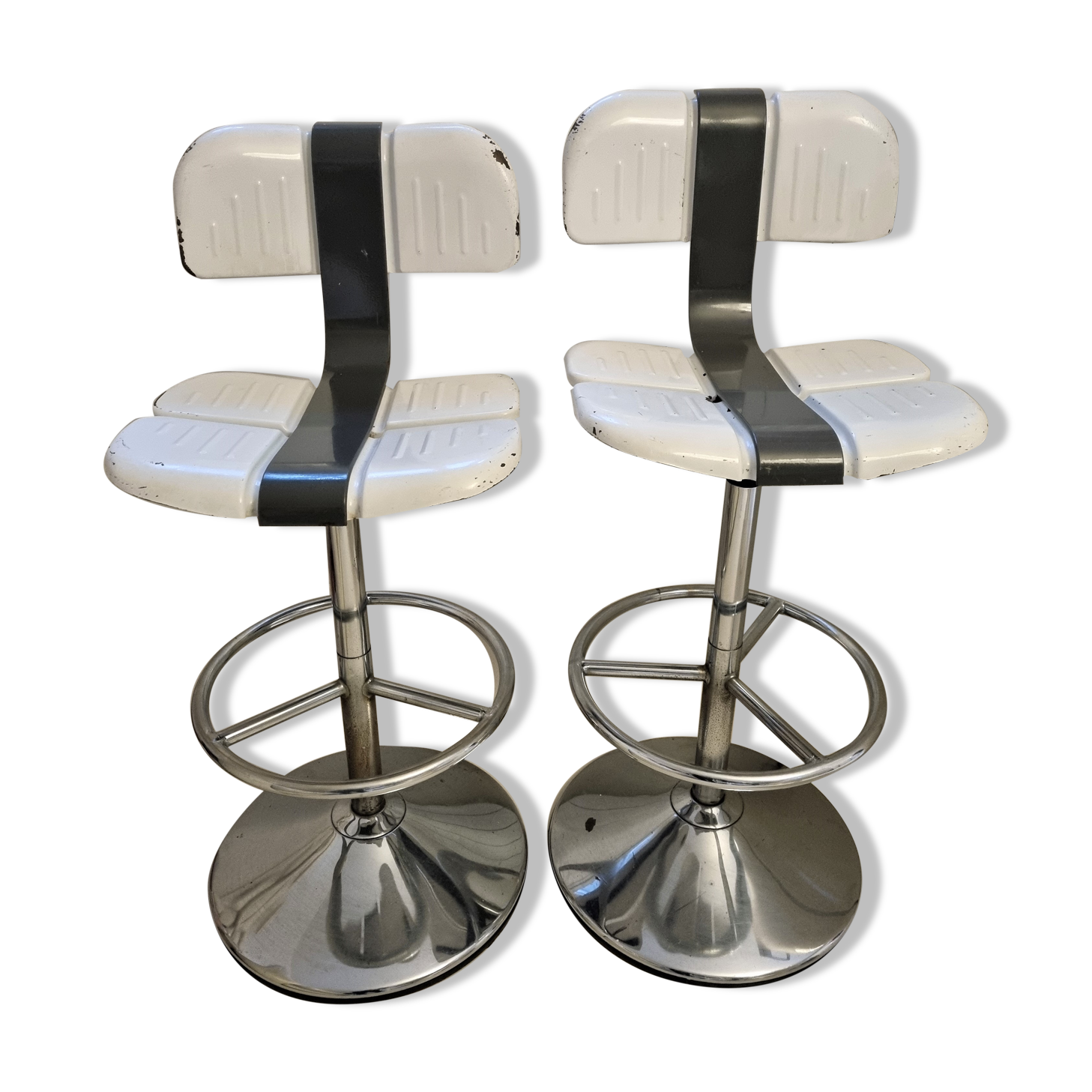 Pair of bar stool 70s brand signed brand mirima