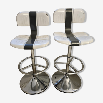 Pair of bar stool 70s brand signed brand mirima