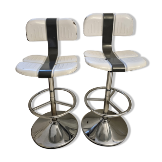 Pair of bar stool 70s brand signed brand mirima