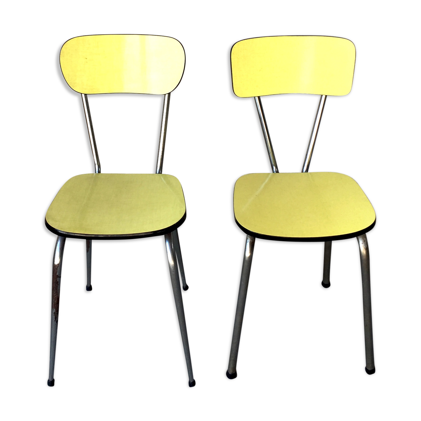Set of 2 yellow formica chairs