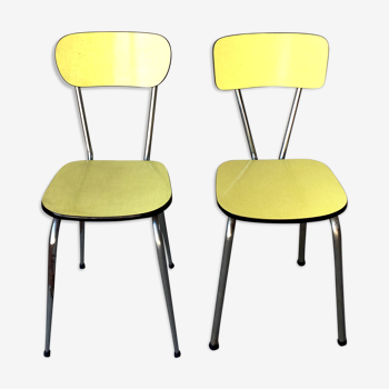 Set des 2 chaises formica jaunes