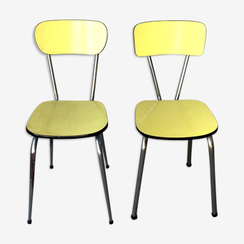 Set of 2 yellow formica chairs