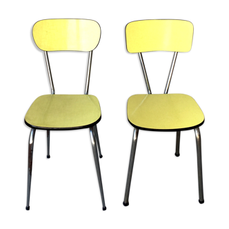 Set des 2 chaises formica jaunes