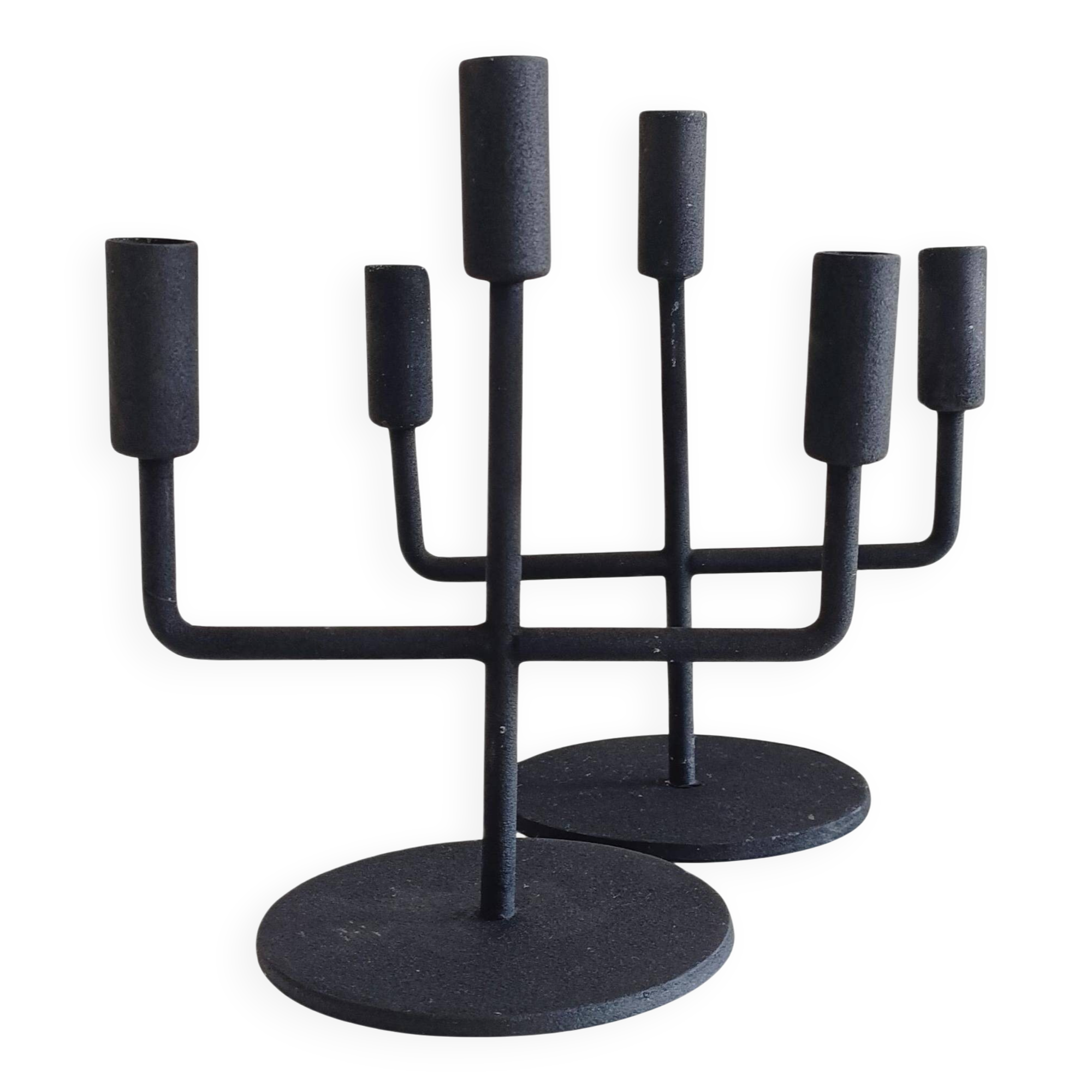 Midcentury Brutalist Forged Iron Candelabra Pair, Germany, 1950s