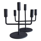Midcentury Brutalist Forged Iron Candelabra Pair, Germany, 1950s