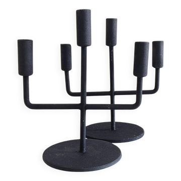 Paire de candélabres en fer forgé brutaliste du milieu du siècle, Allemagne, années 1950