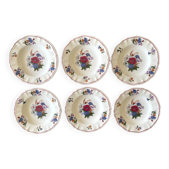 6 assiettes anciennes en faïence de Sarreguemines