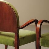 Pair of Art Deco armchairs in mahogany, circa 1930.
