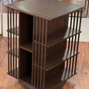Rotating English library in wood veneer