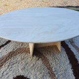 Oval travertine coffee table