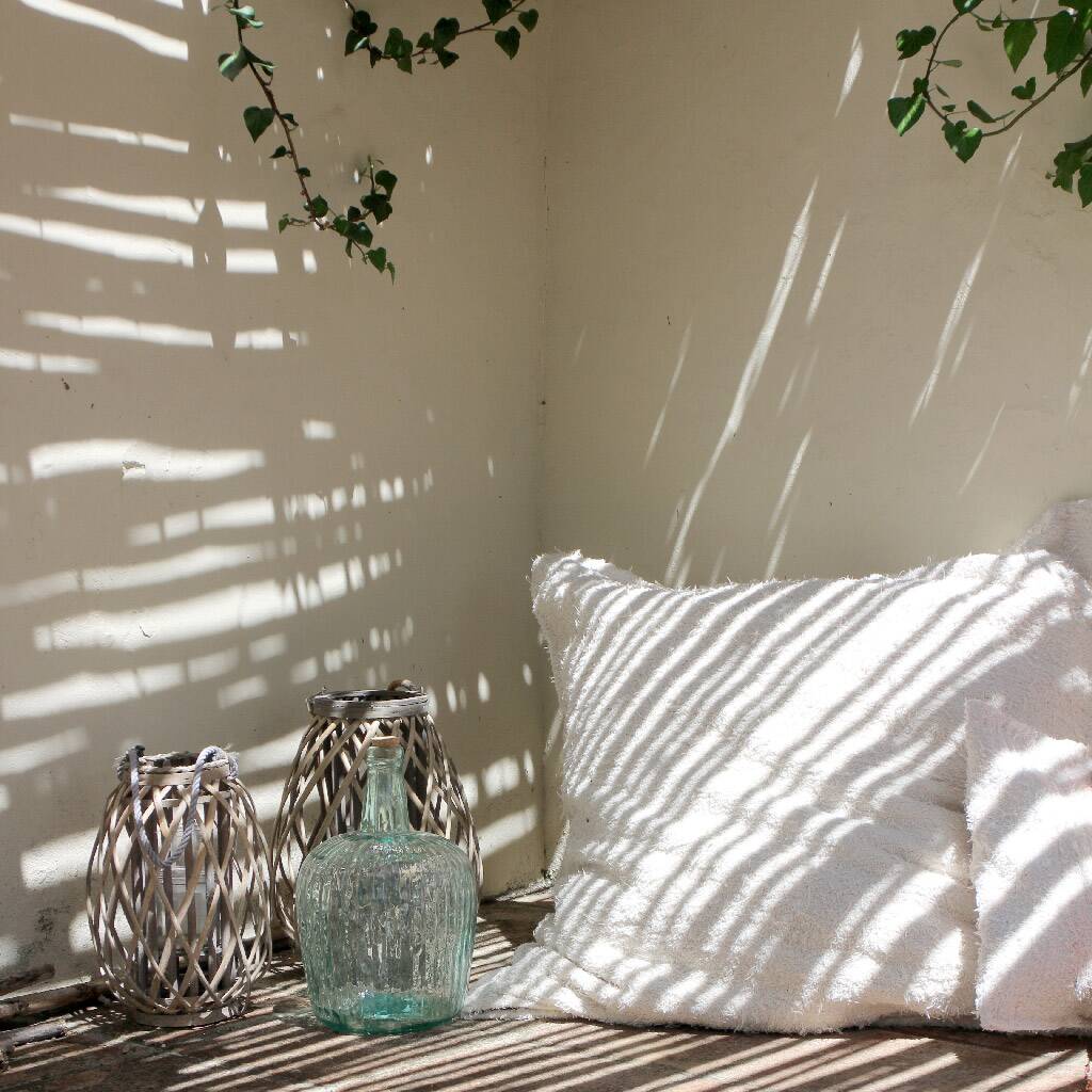 Handmade pouf cover - hand-woven recycled cotton - 90 x 90 cm