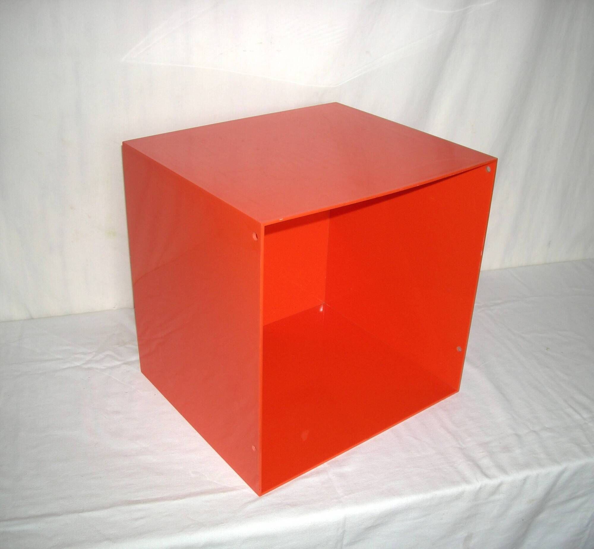 Orange cubic shelf from the 1970s.