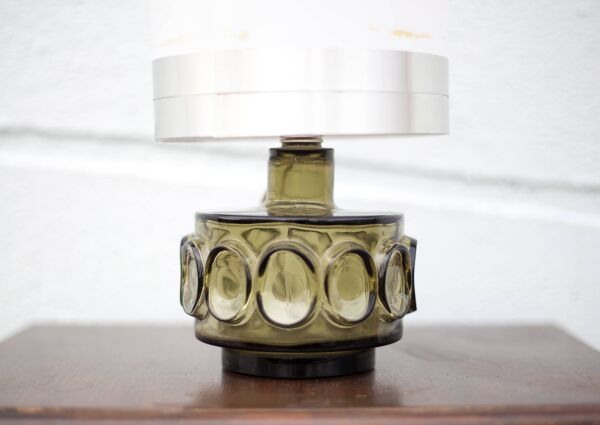 Lampe vintage, lampe en verre signé Robert de Schuytener, lampe de chevet, lampe à poser
