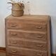 Vintage oak commode with tapered legs.