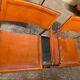 4 Matteo Grassi leather cogna cantilever armchairs
