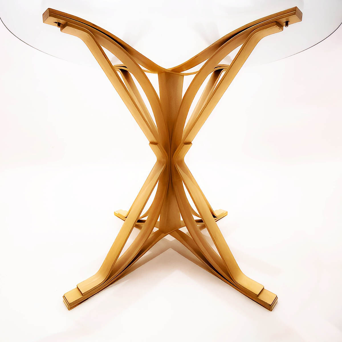 Frank Gehry dinette with 2 bentwood Cross Check chairs and a Face Off dining table for Knoll Inc.
