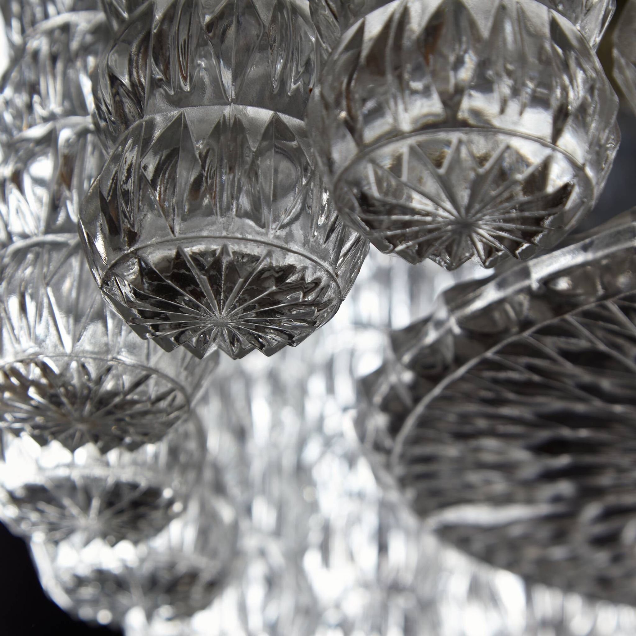 Glass and chrome chandelier