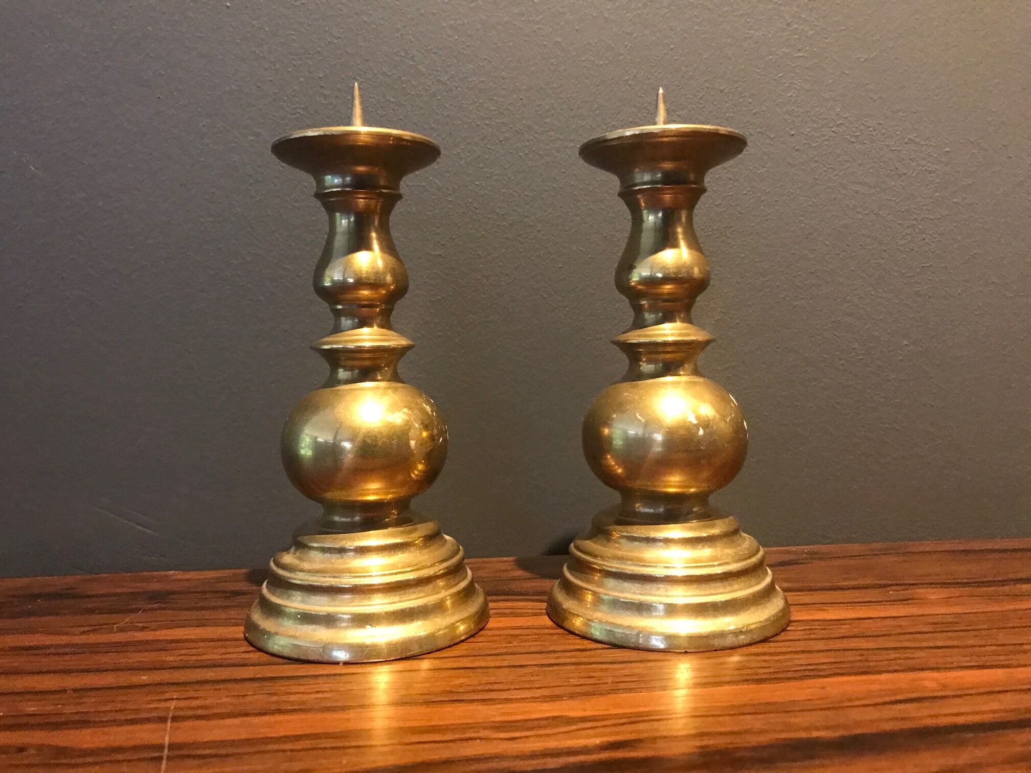 pair of small brass candlesticks in the 70s
