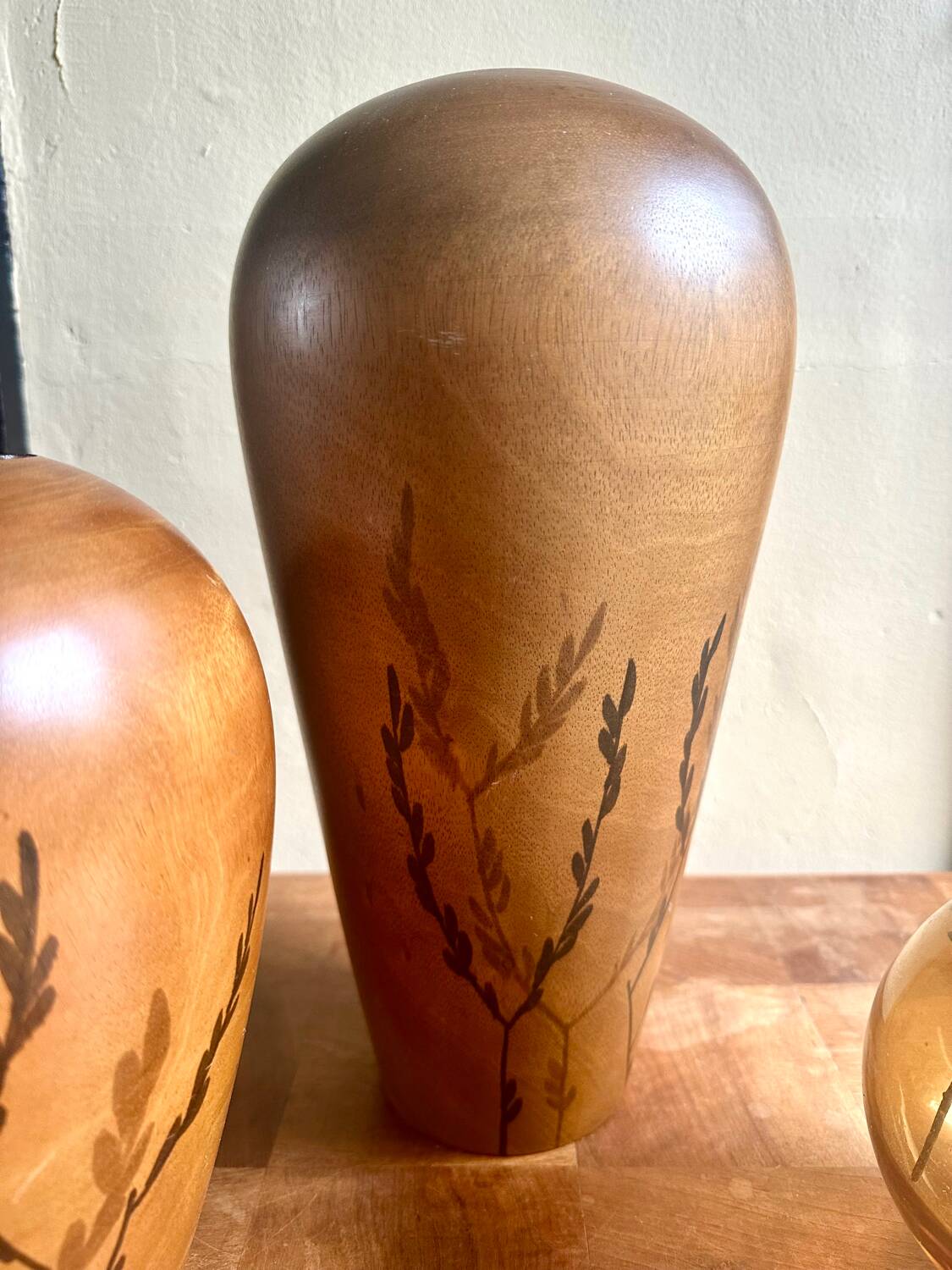 Pair of wooden vases