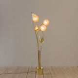 Brass floor lamp in the style of Tommaso Barbi with floral ornaments