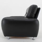 1970s Armchair in Black Leather, Italy