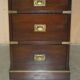Bureau de campagne Davenport victorien antique en cuir avec galerie en laiton
