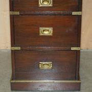 Victorian antique leather Davenport campaign desk with brass gallery.