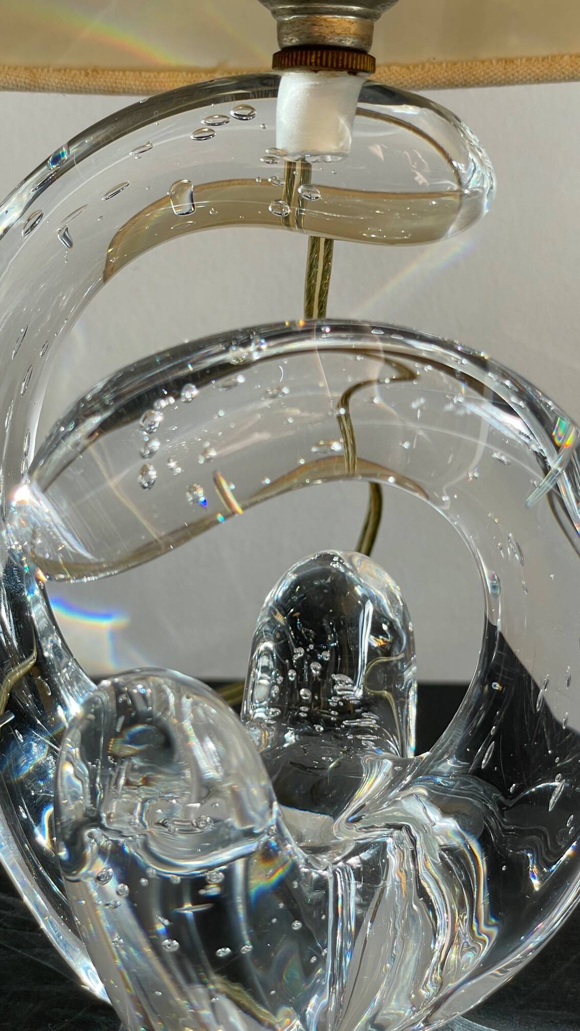 Lampe cristal art déco gravée Paris France