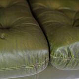3 pers. sofa in dark green leather with chrome legs from 1970s
