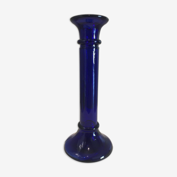 Blue glass candlestick