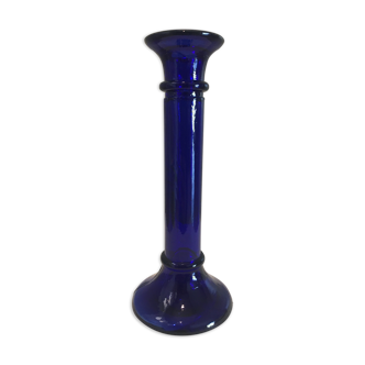 Blue glass candlestick