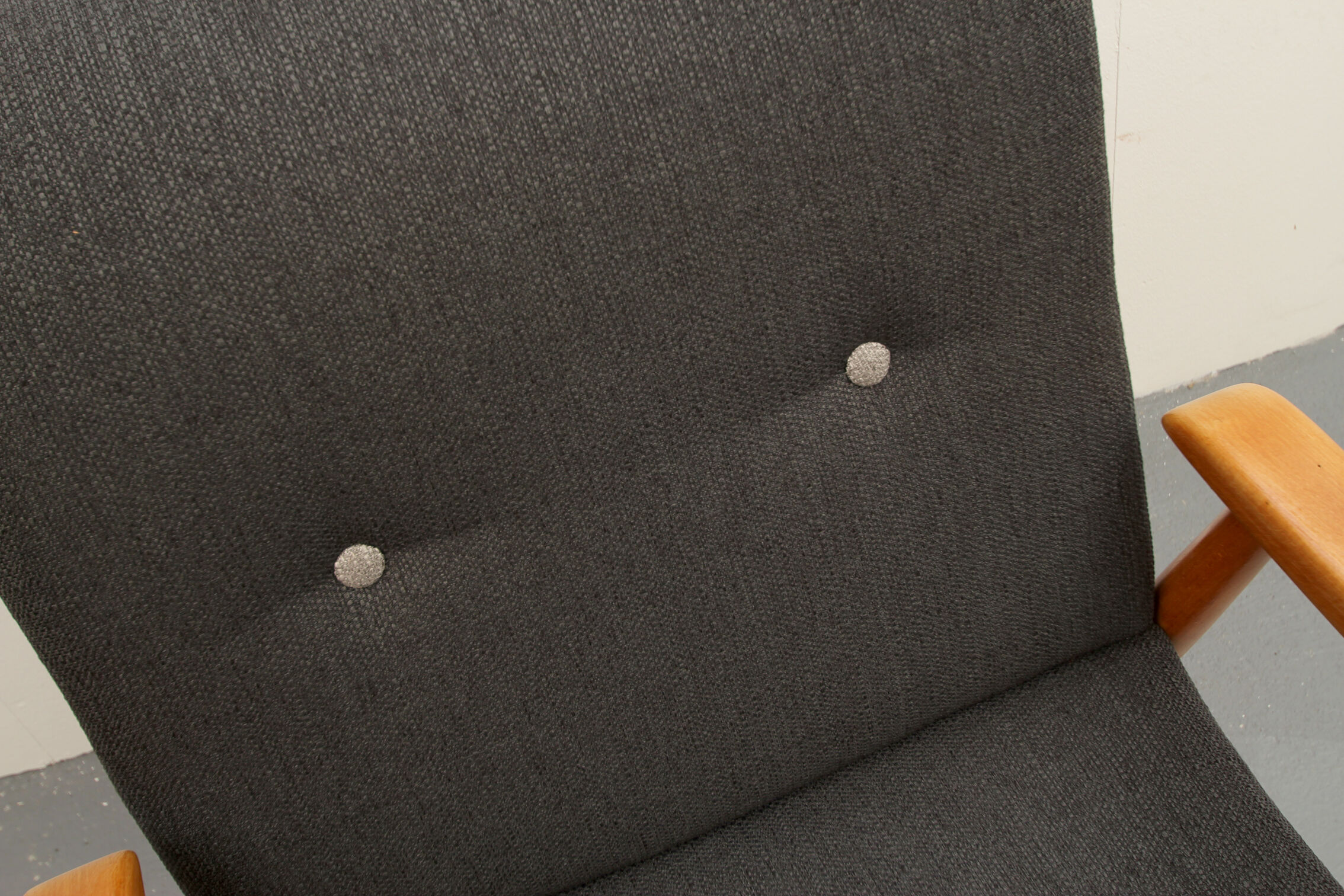 1950s armchair dark-grey, completely restored