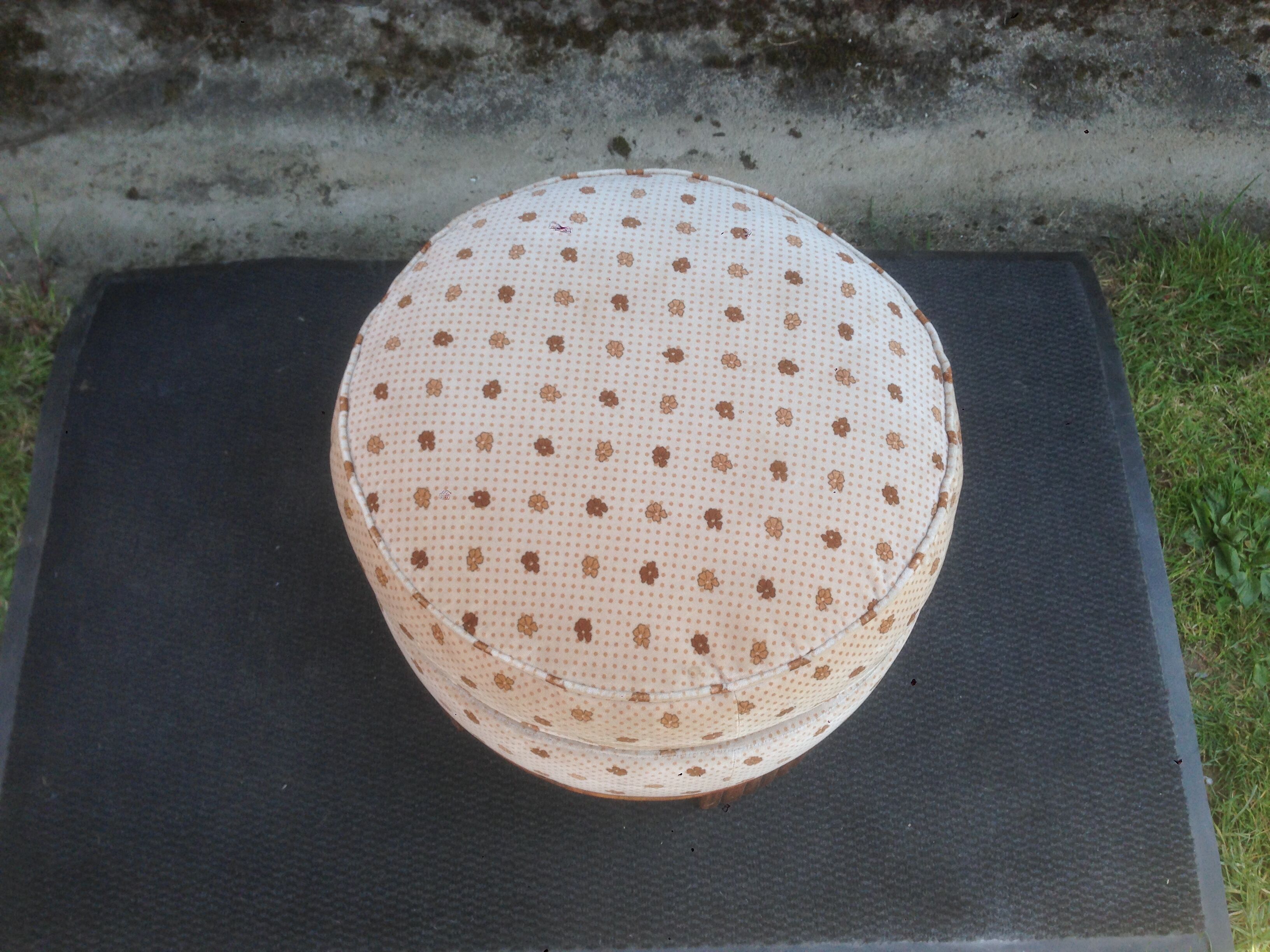 Pouf Art Deco 1930s footing in beech and fabric
