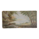 Old oil on rigid cardboard depicting swans on the water
