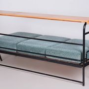 Canapé Bauhaus marron et bleu, Tchéquie, années 1930