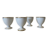 Suite de 4 coquetiers vintage en porcelaine blanche et liseré doré