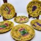 Sarreguemines dessert plates in barbotine with fruit decoration French Vintage