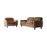 Sigurd Ressel, Set of 2-Seater Sofa and Armchair in Buffalo Leather, Model 125 for Vatne, 1970's