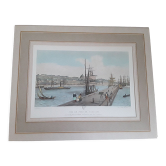 Drawing of port of Boulogne in the 19th century