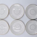 6 vintage porcelain cups and sub-cups France white brand SEP with gilded net