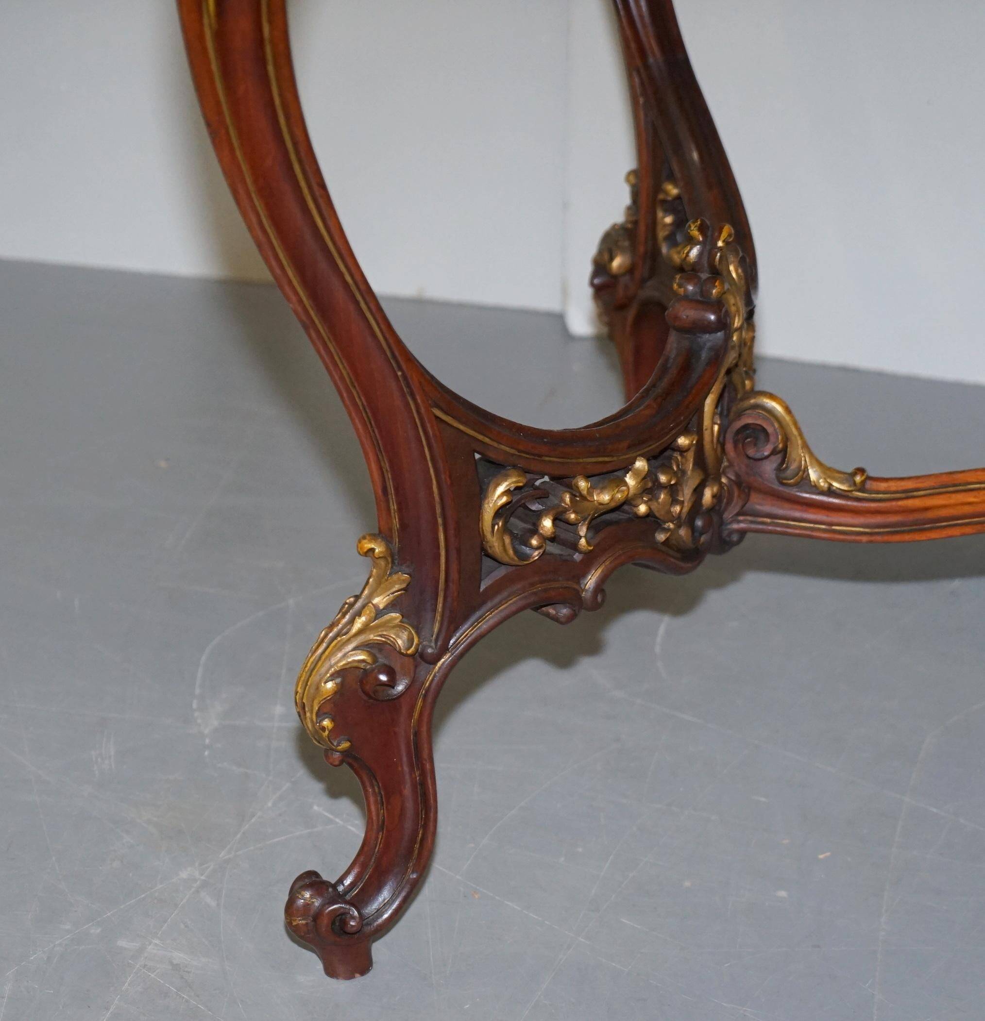Pine desk with leather and gilding, late Victorian period around 1900.