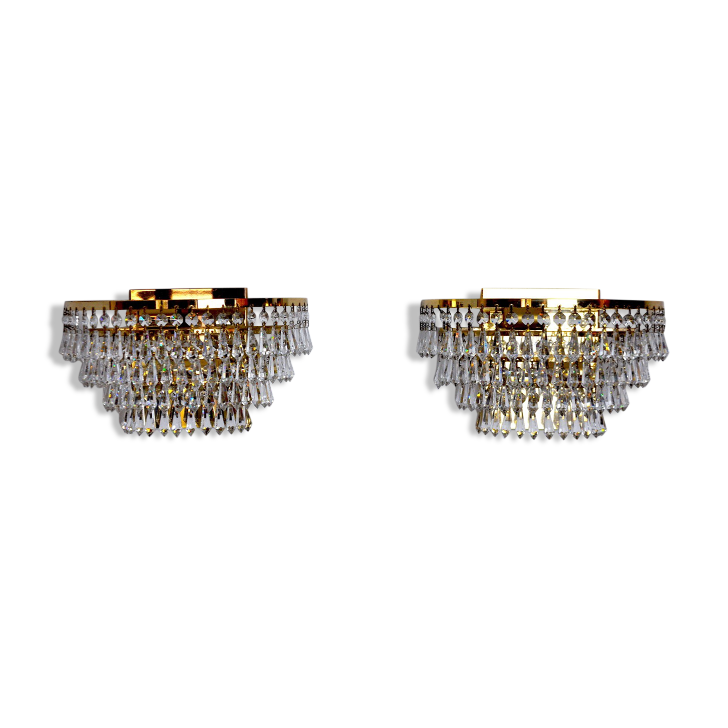 Regency sconces pair, cut crystals, Spain, 1980