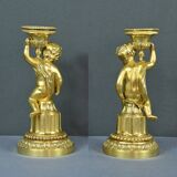 Pair of Gilt Bronze Candlesticks, Louis XVI Style – Mid 19th Century