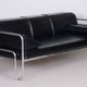 Restored black bauhaus sofa, high-quality leather, chrome-plated steel, 1930s