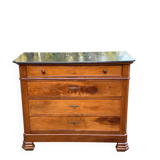 Vintage Louis Philippe commode in wood and grey marble from the 20th century.