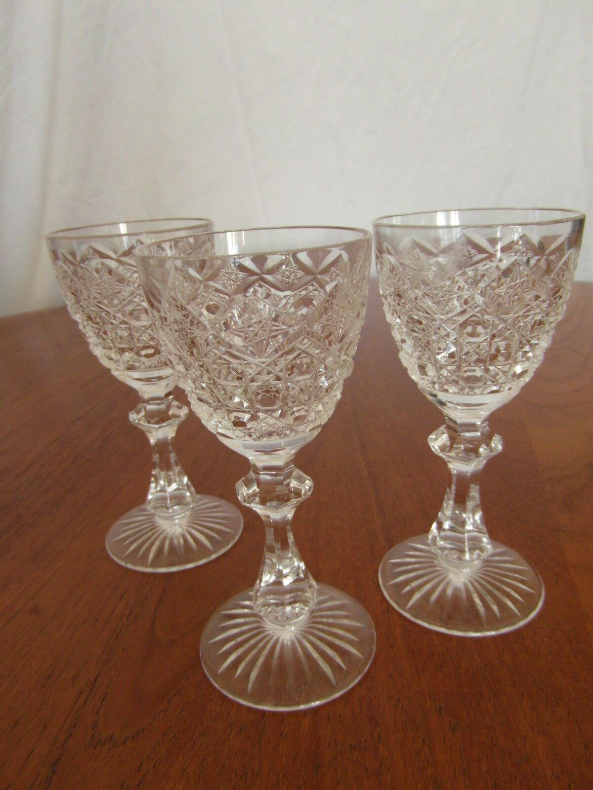 Set of 3 antique St Louis crystal glasses