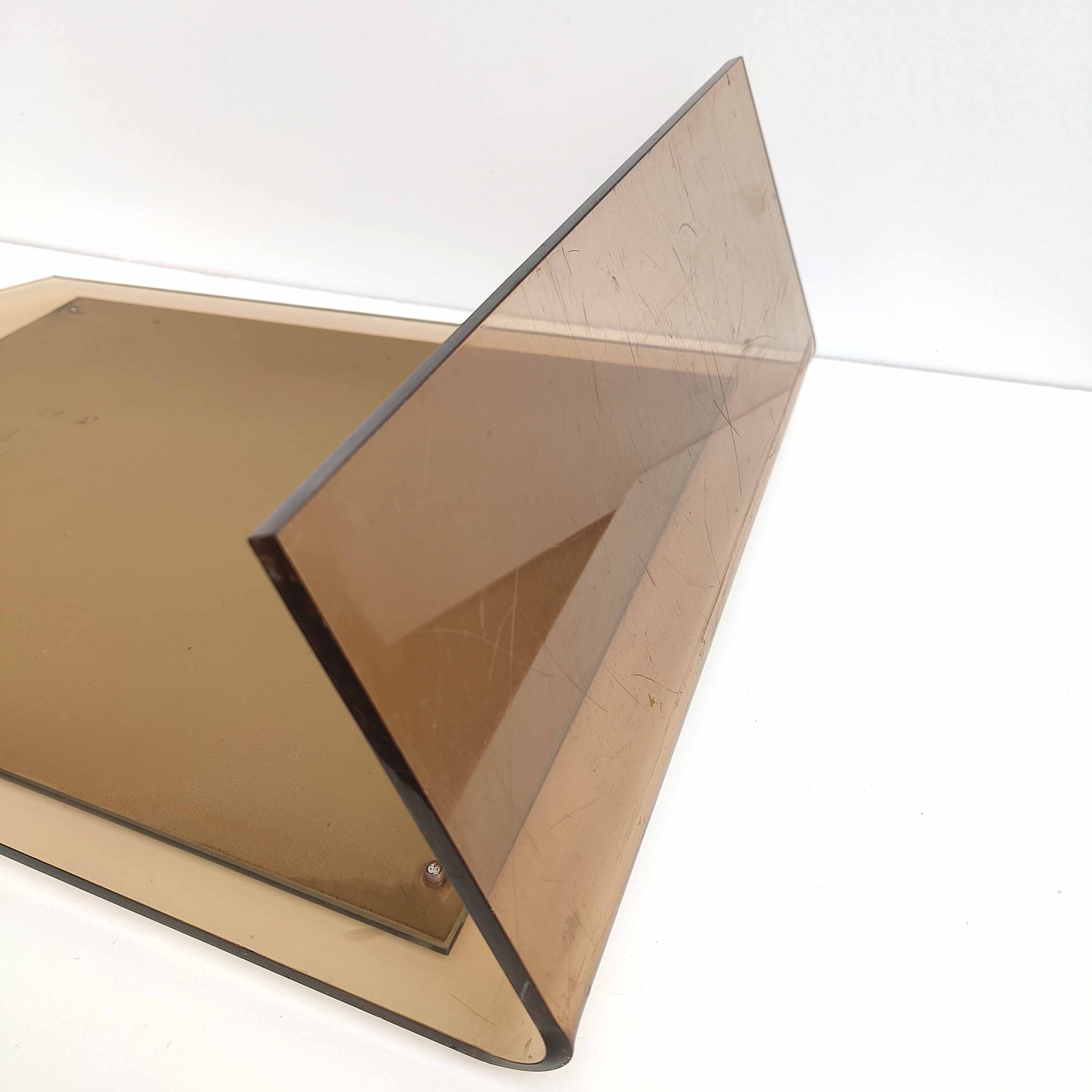 Mirror dressing table inclined plexiglass 70s trapezoid shape